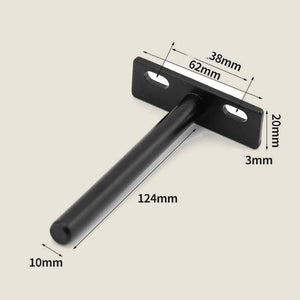 Dold hyllbärare i svart, tapp 124 mm och platta 62 × 20 × 3 mm